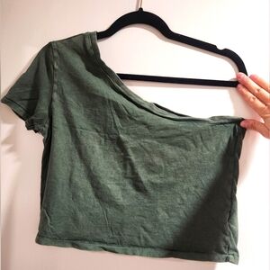 Aerie Green One-Shoulder Crop Top